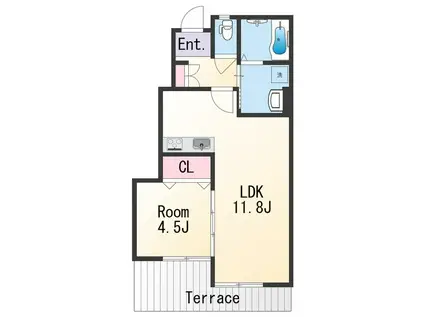 ハイツCL(1LDK/1階)の間取り写真