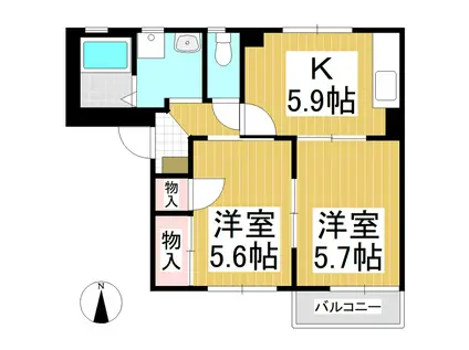 フレグランスこいずみB(2K/1階)の間取り写真