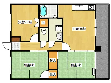 キャッスルハイムたちばな(3LDK/3階)の間取り写真