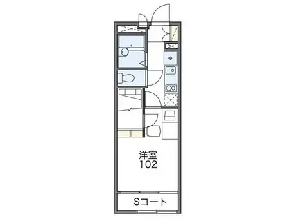 レオパレスヴィラ ノーバII(1K/1階)の間取り写真