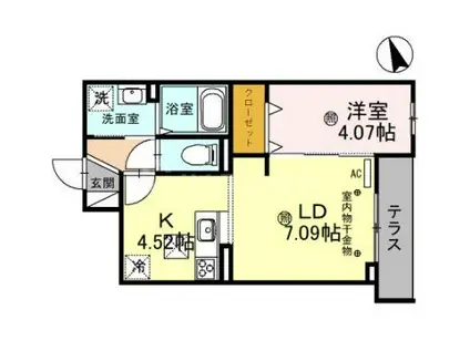 ANGELO(1LDK/1階)の間取り写真