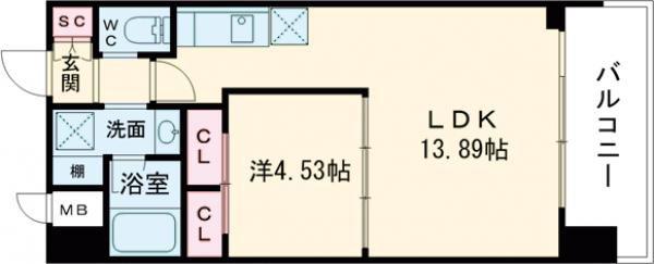 プレジオ永和ASIAN(1LDK/12階)の間取り写真