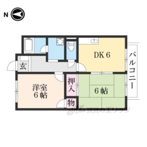 リバティハイツ(2DK/2階)の間取り写真