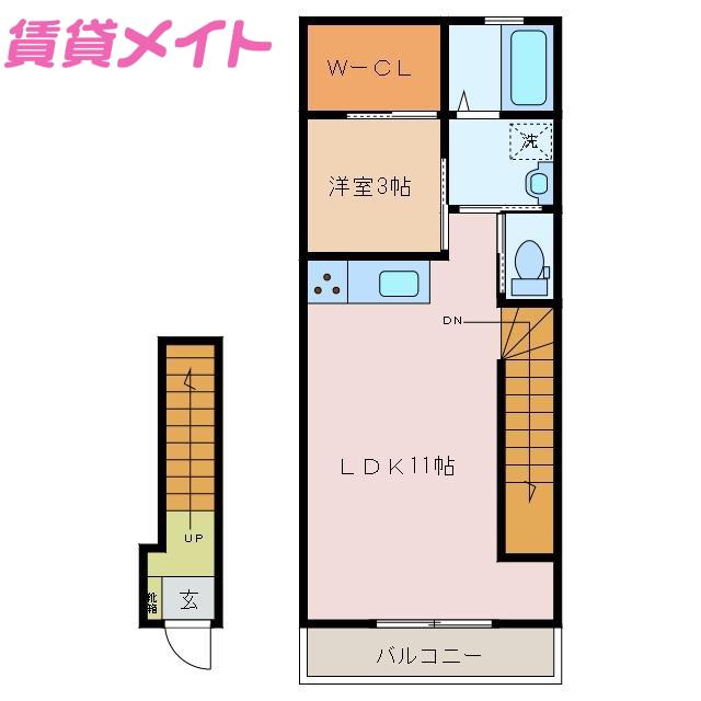 ラトゥール川越(1LDK/2階)の間取り写真