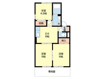 プリシェールK III棟(3DK/2階)の間取り写真