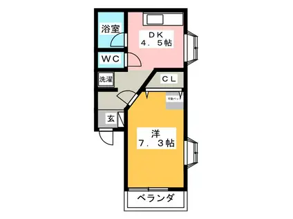 フィフティーベルB(1DK/1階)の間取り写真