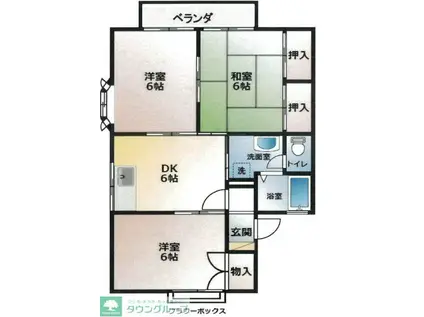 カーサB(3DK/2階)の間取り写真