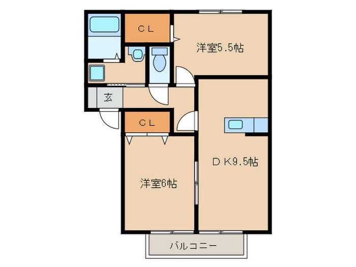 メゾン越戸C(2DK/2階)の間取り写真
