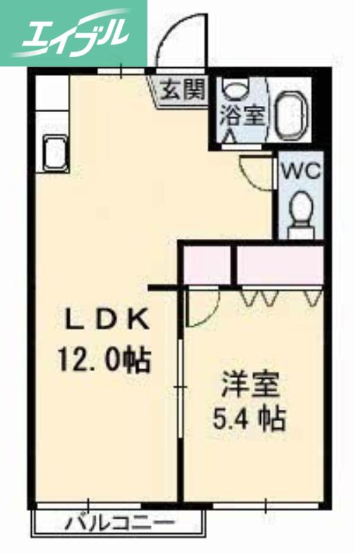 パークハイツB棟(1LDK/1階)の間取り写真