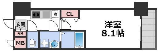 S-RESIDENCE緑橋SERIO(1K/6階)の間取り写真
