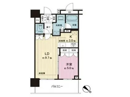 ブランズタワー豊洲(1LDK/33階)の間取り写真