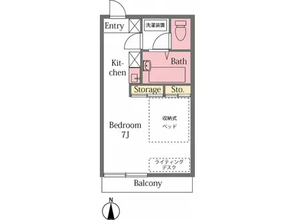 ノーベル(ワンルーム/2階)の間取り写真
