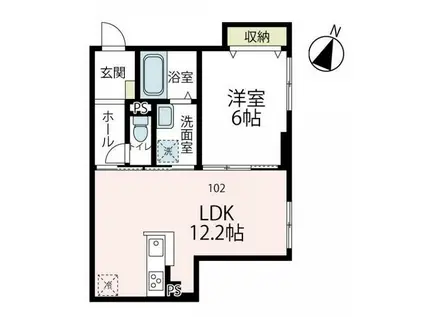 クラージュ片瀬(1LDK/1階)の間取り写真