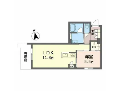 リバーサイドクレド(1LDK/1階)の間取り写真