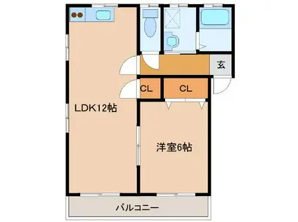 LIFE(1LDK/2階)の間取り写真