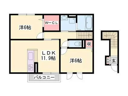 ヴィラ・フォレスティア(2LDK/2階)の間取り写真