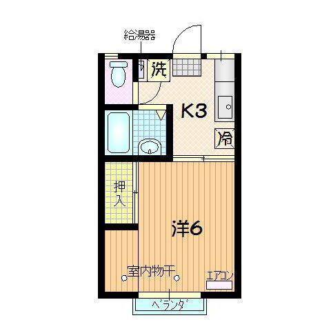 ファミーユ都南A(1K/2階)の間取り写真