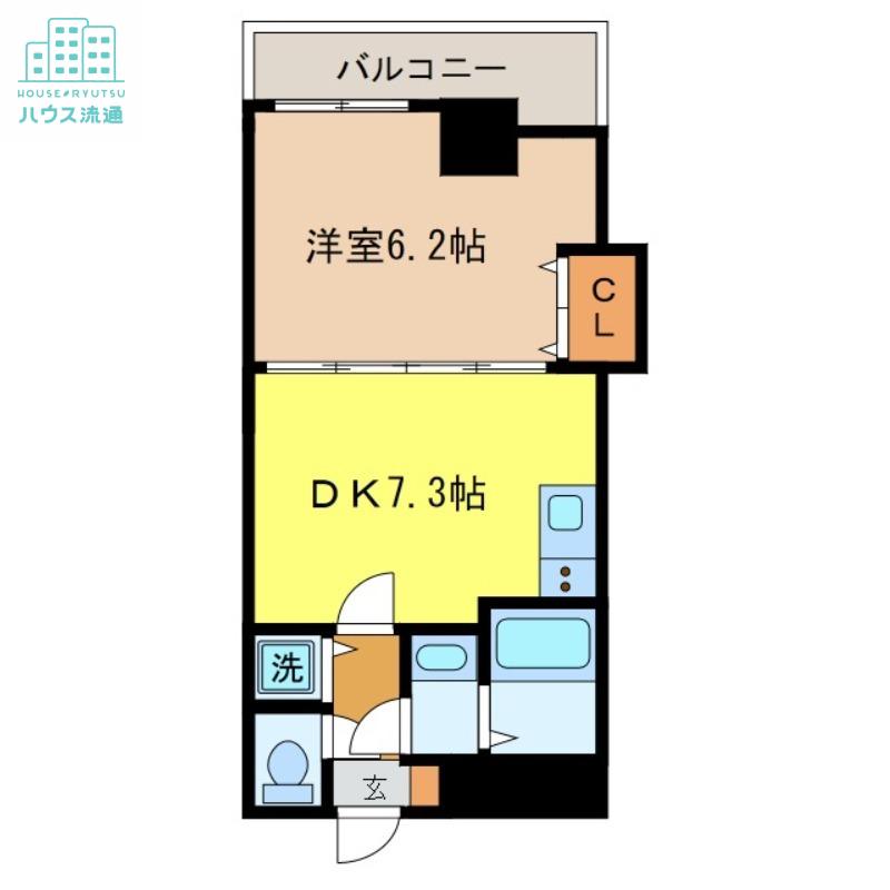 エススリーでじま(1DK/8階)の間取り写真