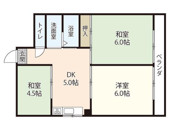 山口ビル(3DK/4階)の間取り写真