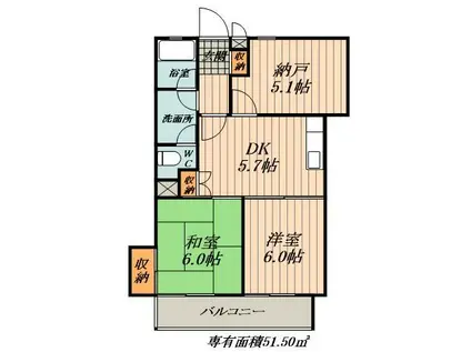 アートメゾン(2SDK/4階)の間取り写真