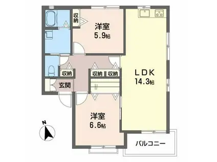 ブランネージュIII(2LDK/2階)の間取り写真