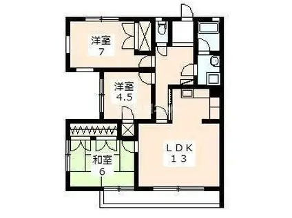 シャトー蜆塚I(3LDK/1階)の間取り写真