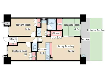 ジェイグラン須磨海浜公園(3LDK/1階)の間取り写真