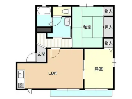 グリーンパレスISAI(2LDK/1階)の間取り写真