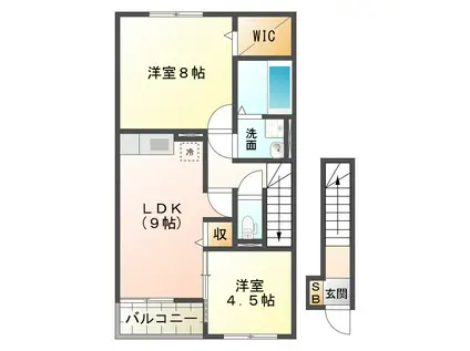 クレールカルチェVI(2LDK/2階)の間取り写真