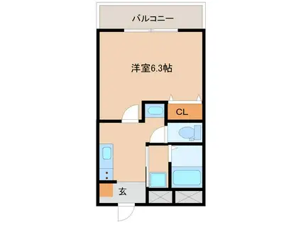 ブリッサ立花(1K/2階)の間取り写真