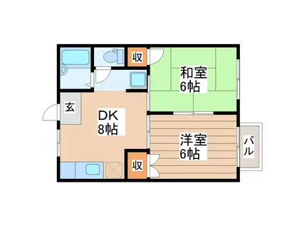 ソレイユ金剛沢(2DK/2階)の間取り写真