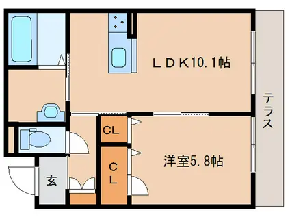 シャーメゾンFUJIMOTO(1LDK/1階)の間取り写真