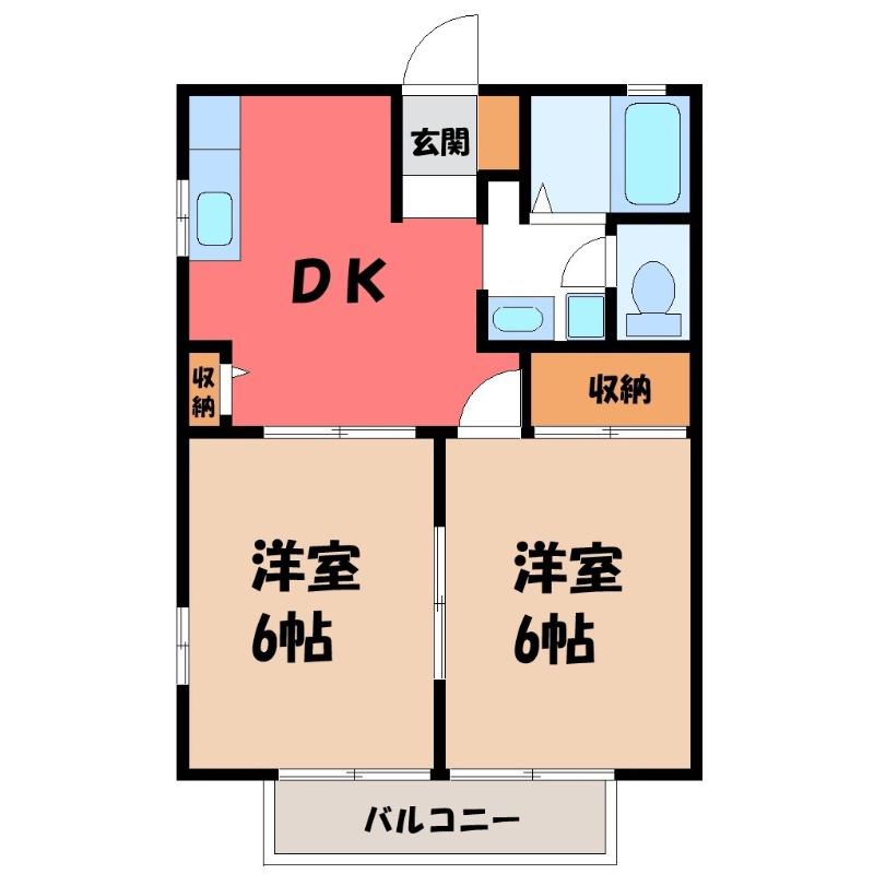 エトワールB(2DK/1階)の間取り写真