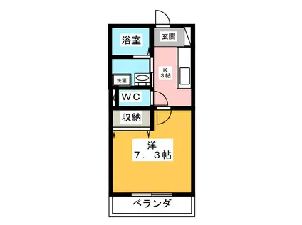 CREST HILLS(1K/3階)の間取り写真