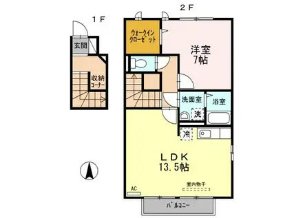 ノーブルD医大北(1LDK/2階)の間取り写真