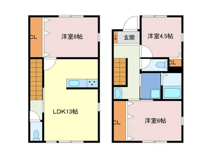 ブリスハウス・キューワ(3LDK/1階)の間取り写真