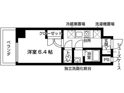 グランデコート薬大ノース(1K/5階)の間取り写真