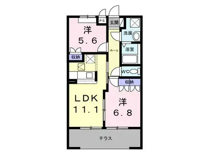 エスポワールII(2LDK/1階)の間取り写真
