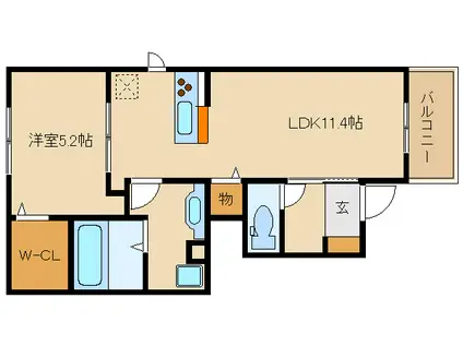D-ROOMみのり(1LDK/1階)の間取り写真