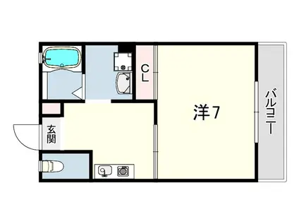 グリーンハイツ新伊丹B棟(1K/2階)の間取り写真