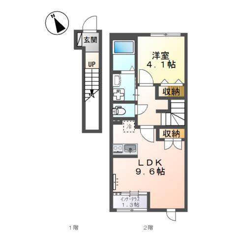 TRIANON.K(1LDK/2階)の間取り写真