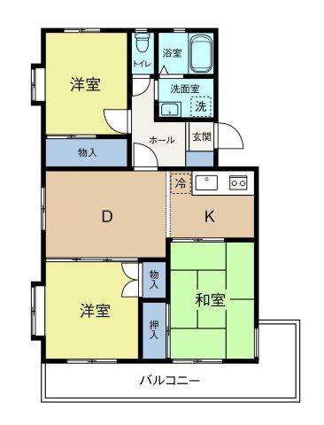 ハイツシャルマンI(3DK/3階)の間取り写真
