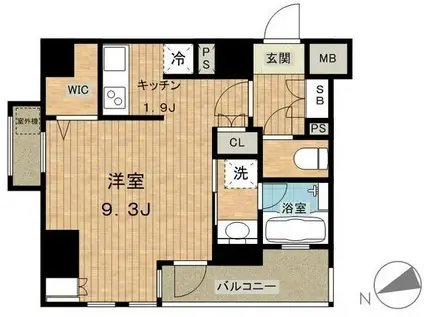 パークハビオ戸越(1K/13階)の間取り写真