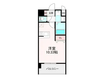 プライムコート博多吉塚(ワンルーム/3階)の間取り写真