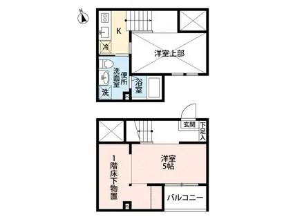 エクステンションK(1K/2階)の間取り写真