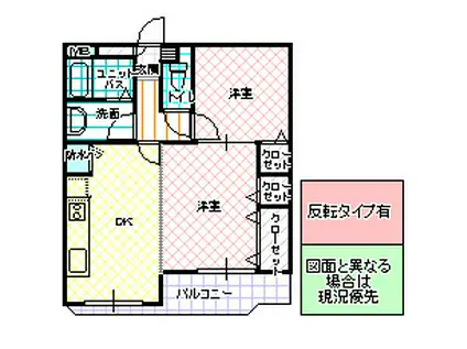 ピアステージ勝田(2DK/1階)の間取り写真