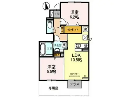 メゾン・マグノリア(2LDK/1階)の間取り写真