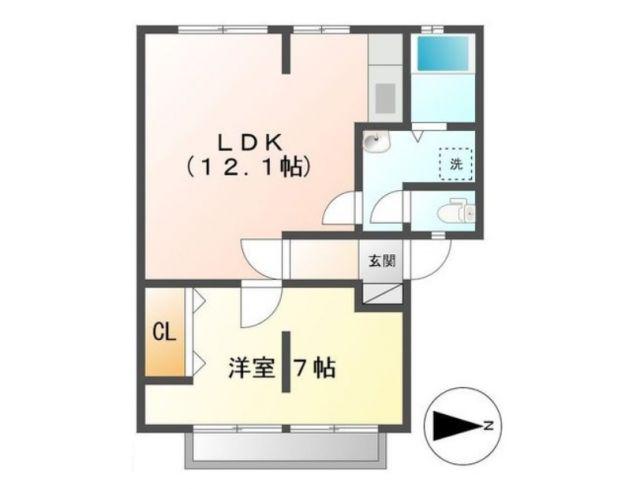 グリームハイツ(1LDK/2階)の間取り写真