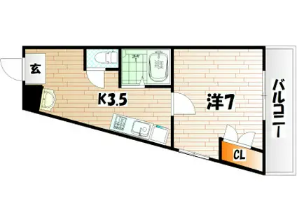 マリンアベニュー和布刈(1K/5階)の間取り写真