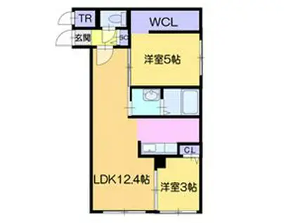 パインハート本通16(2LDK/1階)の間取り写真